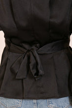 Black Shiny Blouse With Fabric Belt