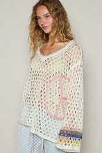 Ivory V-Neck Long Sleeve Crochet Peace Thin Sweater Top