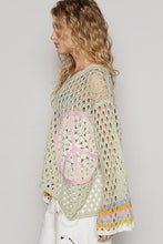 Sage V-Neck Long Sleeve Crochet Peace Thin Sweater Top