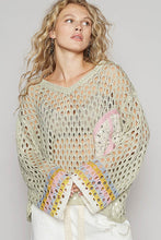 Sage V-Neck Long Sleeve Crochet Peace Thin Sweater Top