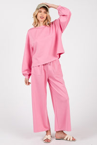 Pink Scuba Top And Pants Sets