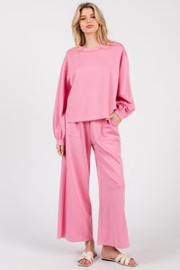 Pink Scuba Top And Pants Sets