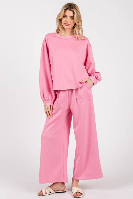 Pink Scuba Top And Pants Sets
