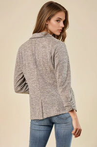 Toffee Knit Blazer With Sleeve Shirring Detail