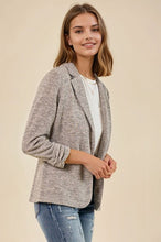 Toffee Knit Blazer With Sleeve Shirring Detail
