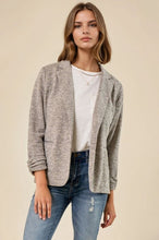 Toffee Knit Blazer With Sleeve Shirring Detail