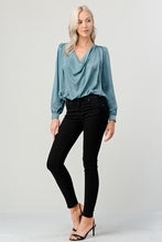 Skyblue Satin Draping Blouse