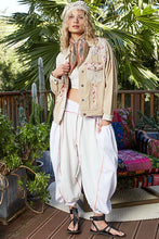 Cream Vintage Washed Lace Floral Patches Denim Jacket