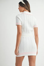 Lt Pink Contrast Color Cable Knit Top And Skirt Set