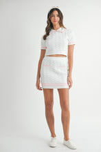 Lt Pink Contrast Color Cable Knit Top And Skirt Set