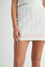 Lt Pink Contrast Color Cable Knit Top And Skirt Set