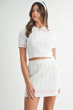 Lt Pink Contrast Color Cable Knit Top And Skirt Set