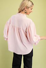 Blush 3/4 Length Gathered Balloon Sleeve Blouse
