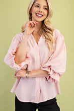 Blush 3/4 Length Gathered Balloon Sleeve Blouse