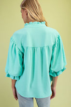 Emerald 3/4 Length Gathered Balloon Sleeve Blouse