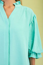 Emerald 3/4 Length Gathered Balloon Sleeve Blouse