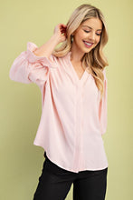 Blush 3/4 Length Gathered Balloon Sleeve Blouse