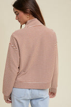Rust/Cream Striped Half-Zip Pullover