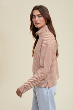 Rust/Cream Striped Half-Zip Pullover