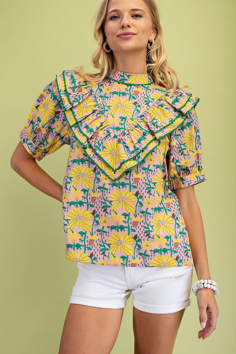 Pink Mock Neck Blouse