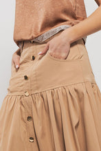 Khaki Florence High Waisted Button Midi Skirt