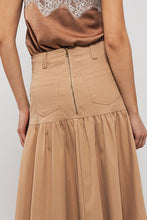 Khaki Florence High Waisted Button Midi Skirt