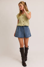 Lt Green Button Down Front Pocket Sweater Vest