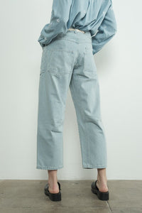 Stripe Denim Barrel Denim Pants With Eyelet Waist