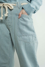Stripe Denim Barrel Denim Pants With Eyelet Waist