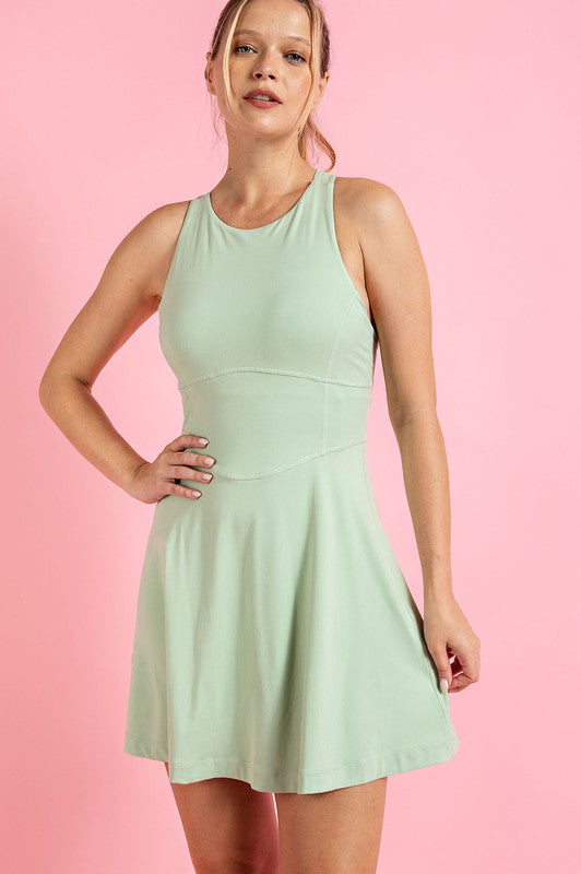 Mint Latte Plus Size Butter Romper Dress With Keyhole