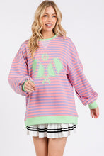 Pink/Lilac/Green Striped Pickleball Print Sweatshirt