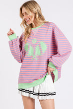 Pink/Lilac/Green Striped Pickleball Print Sweatshirt