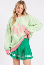 Green/Ivory/Pink Striped Pickleball Print Sweatshirt