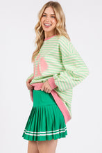 Green/Ivory/Pink Striped Pickleball Print Sweatshirt