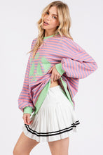 Pink/Lilac/Green Striped Pickleball Print Sweatshirt