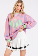 Pink/Lilac/Green Striped Pickleball Print Sweatshirt
