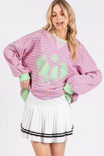 Pink/Lilac/Green Striped Pickleball Print Sweatshirt