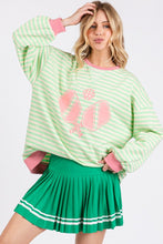 Green/Ivory/Pink Striped Pickleball Print Sweatshirt