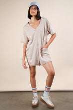 Taupe Mineral Washed Oversized Casual Knit Romper