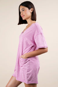 Orchid Mineral Washed Oversized Casual Knit Romper