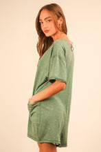 Sage Mineral Washed Oversized Casual Knit Romper