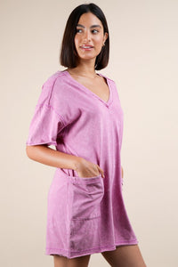 Orchid Mineral Washed Oversized Casual Knit Romper