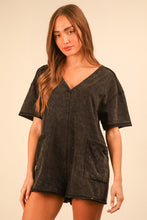 Black Mineral Washed Oversized Casual Knit Romper