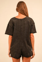 Black Mineral Washed Oversized Casual Knit Romper