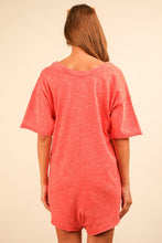 Coral Mineral Washed Oversized Casual Knit Romper