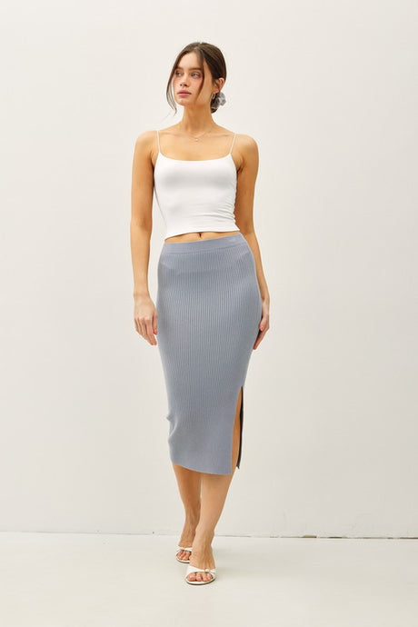 H.Charcoal Bodycon Midi Sweater Skirt