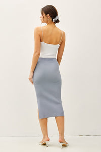 H.Charcoal Bodycon Midi Sweater Skirt
