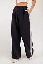 Black Side Track Straight Leg Pants