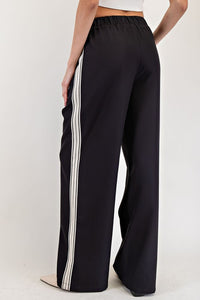 Black Side Track Straight Leg Pants