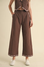 Mocaccino Embroidered Vest And Wide Leg Pants Set